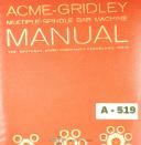 Acme Gridley-Acme Gridley RPA & RAC Bar Machine Operation Manual-8\" RPA-8-01